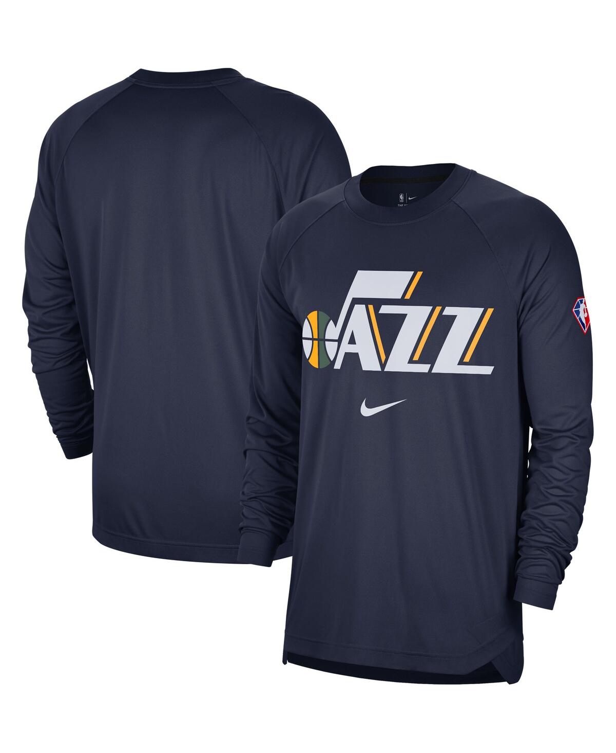 Men's NikeUtah Jazz 75th Anniversary Pregame Shooting Performance Raglan Long Sleeve T-shirt - Navy