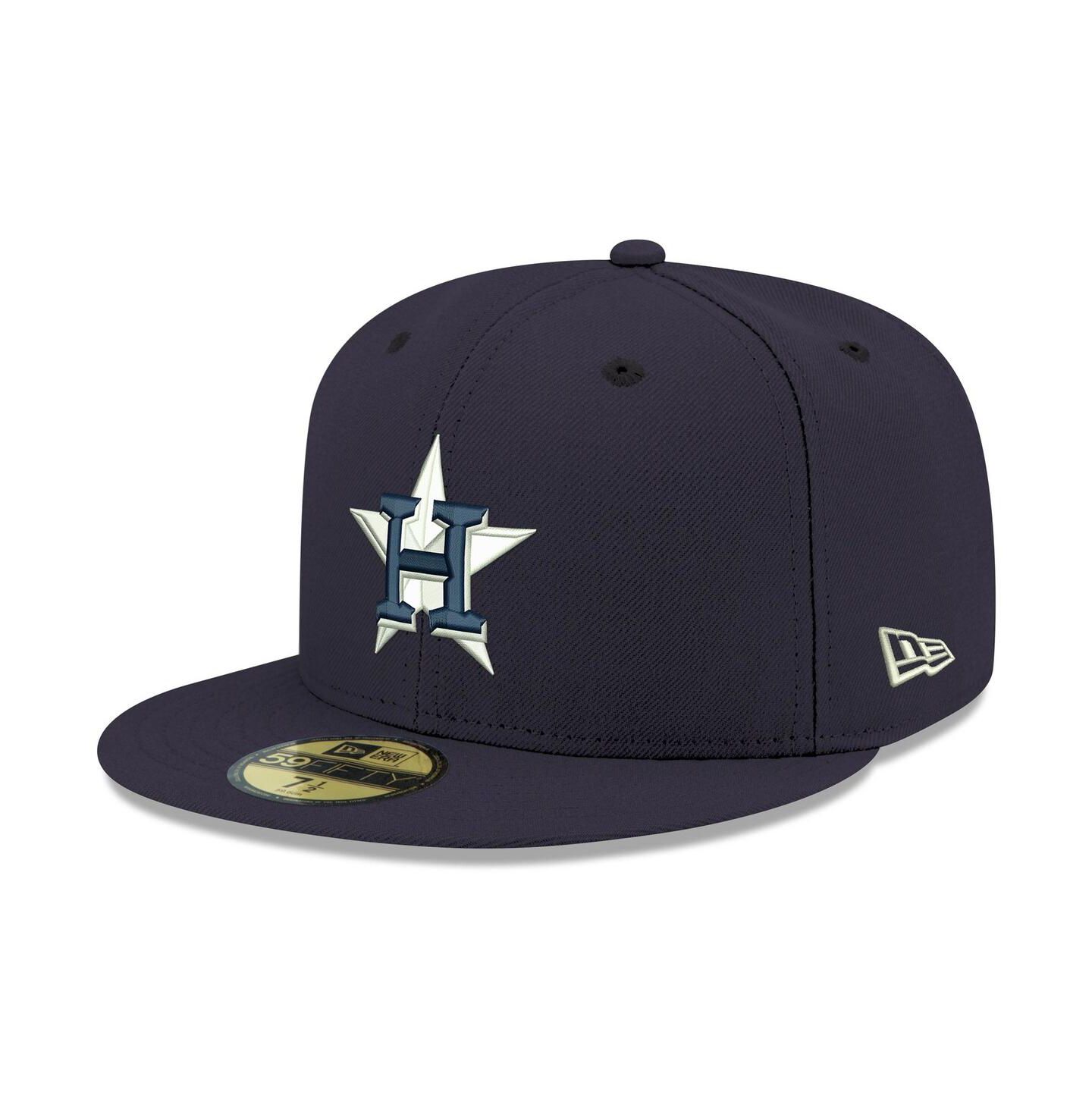 Мужская бейсболка New Era Houston Astros Logo White 59FIFTY Fitted, Navy — фото 2