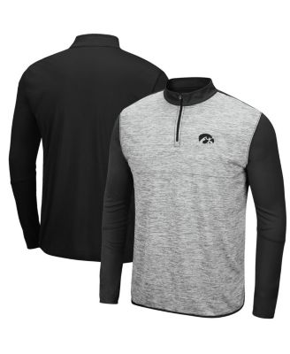 Men's Heathered Gray, Black Iowa Hawkeyes Prospect Quarter-Zip Jacket