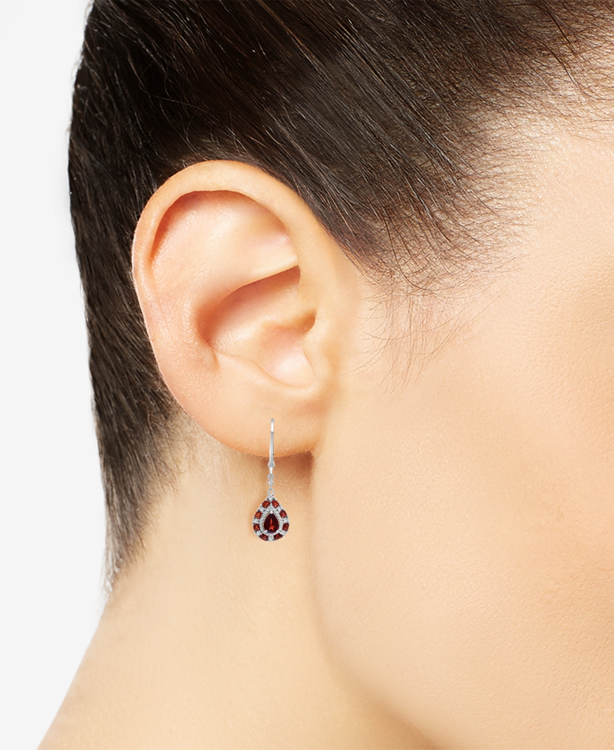 Teardrop Drop Earrings (1-1/2 ct. t.w.) in Sterling Silver (Also in Blue Topaz, Pink Morganite, Peridot & Citrine) - Garnet