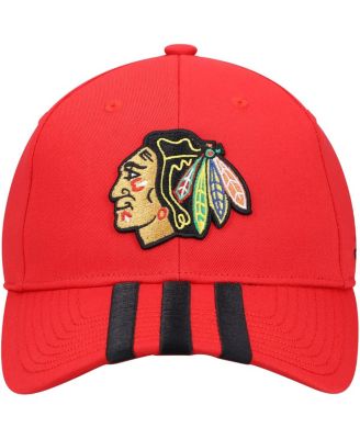 Men's Red Chicago Blackhawks Locker Room Three Stripe Adjustable Hat