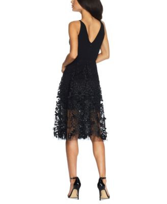 Darleen Deep-V Floral-Appliqu&eacute; Dress
