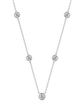Diamond Honeycomb Station Statement Necklace (7/8 ct. t.w.) in 14k White or Yellow Gold, 16" + 2" extender