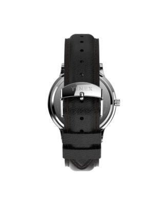 Timex Men's Waterbury Black Leather Strap Watch 40 mm