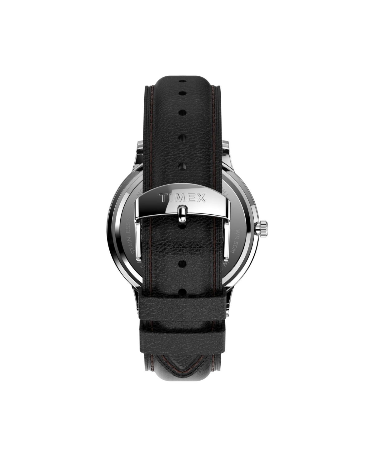 Timex Men's Waterbury Black Leather Strap Watch 40 mm