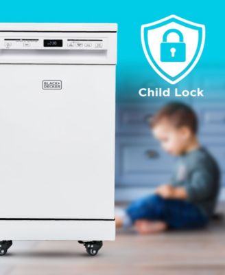 BLACK+DECKER Portable Dishwasher, 18 Inches Wide, 8 Place Setting