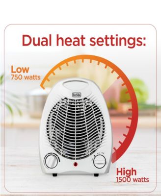 Personal Desktop Space Heater for Office, Home & Desk Use, 2 Heat Settings & Fan, Adjustable Thermostat, BHD101W