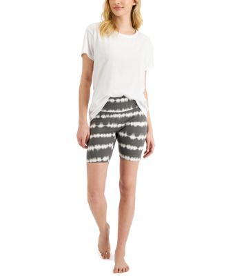 T-Shirt \u0026 Printed Bike Shorts Sleep Set 