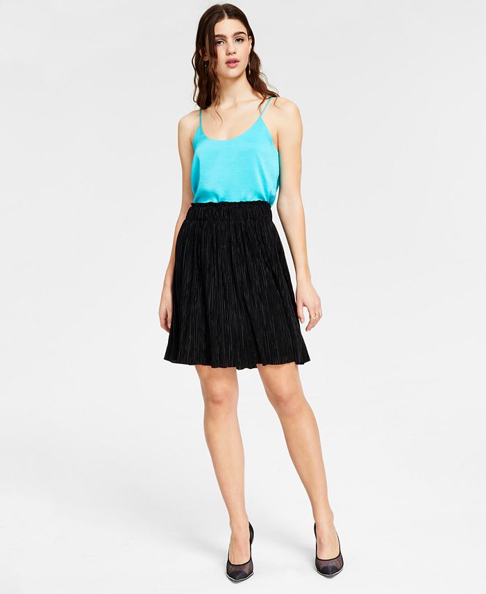 Bar III Pleated Faux-Leather Skirt, Created for Macy's - Macy's