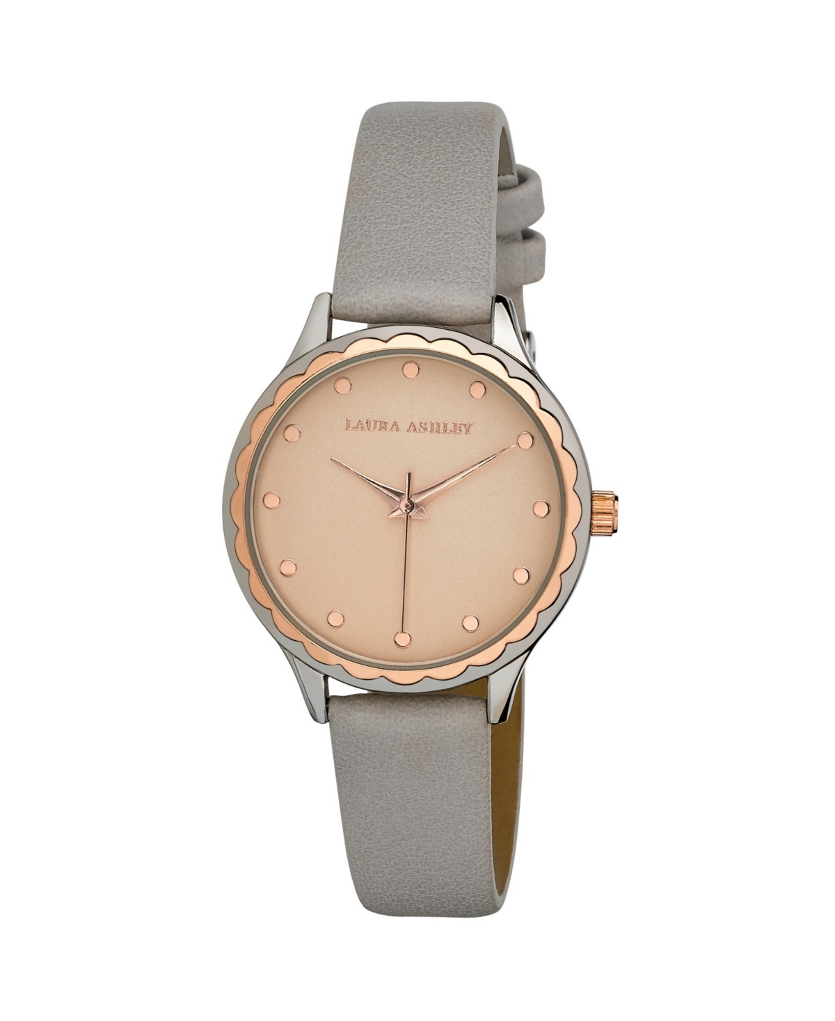 Laura Ashley Women's Fluted Dial Rose Goldtone Vegan Leather Strap