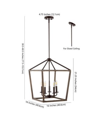 Oria 5-Light Iron Farmhouse Industrial Lantern LED Pendant