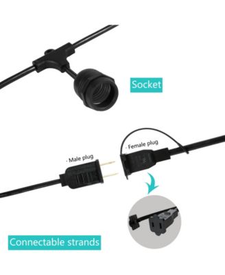 15-Light Indoor and Outdoor Rustic Industrial LED S14 Edison Bulb String Lights