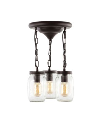 Gaines 3-Light Farmhouse Industrial Iron Mason Jar LED Semi Flush Mount