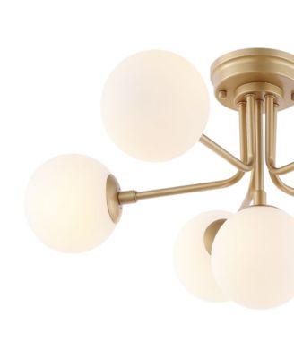 Olivier Parisian 24" 6-Light Globe Modern Industrial Iron Bistro LED Semi Flush Mount, Gold