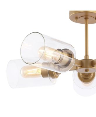 Jaynie 5-Light Farmhouse Industrial Iron Cylinder LED Semi Flush Mount