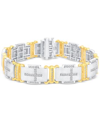 Mens two toned diamond link popular bracelet- Macy's