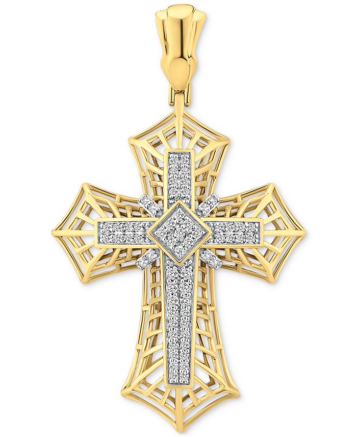 Macy's Men's Diamond Cross Openwork Pendant (1 ct. t.w.) in 10k Gold
