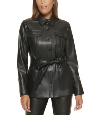 calvin klein leather shirt jacket