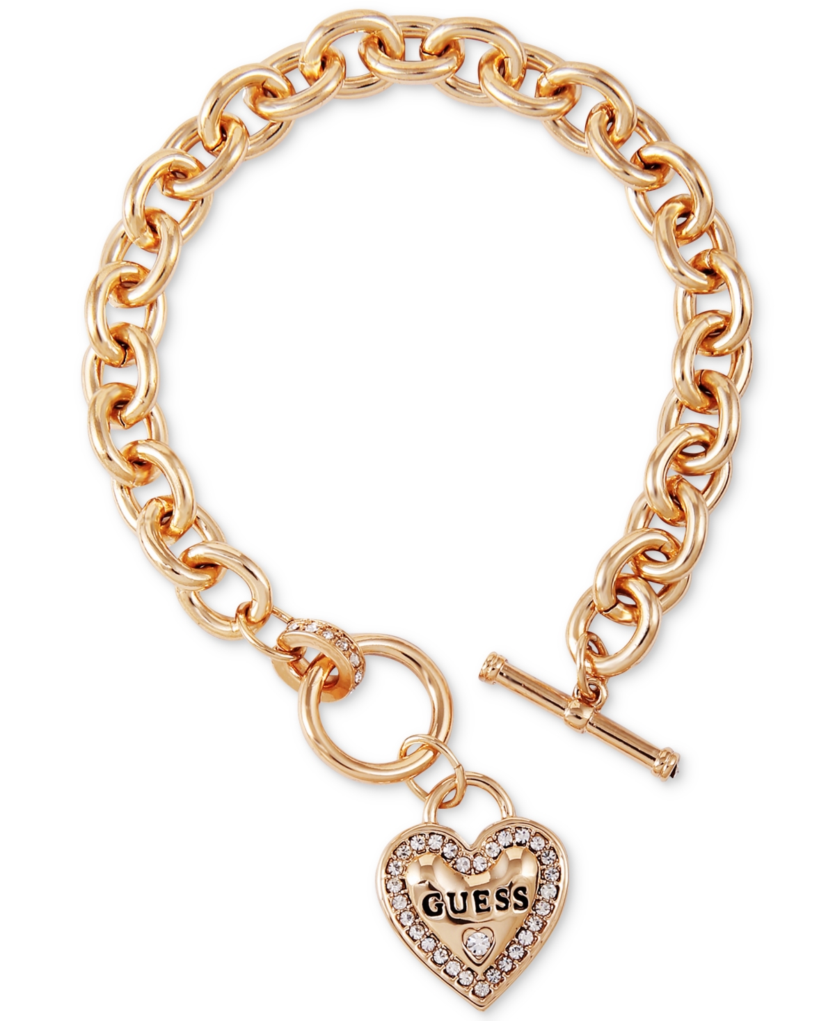 My Sparkly Valentine Logo Heart Charm Toggle Bracelet - Gold