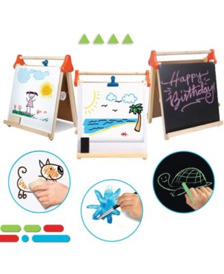 3-in-1 Tabletop Dry Erase Chalkboard Painting Art Easel, Wood Frame