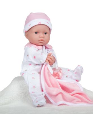 La Baby Caucasian 11" Soft Body Baby Doll Pink Outfit
