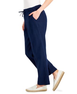 Petite 100% Linen Drawstring Pants, Created for Macy's