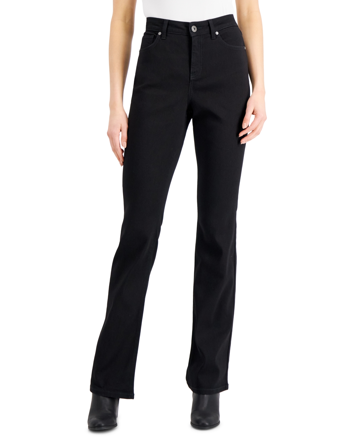 Style & Co Petite High-rise Vintage Classic Bootcut Jeans, Created For Macy's In Black Rinse