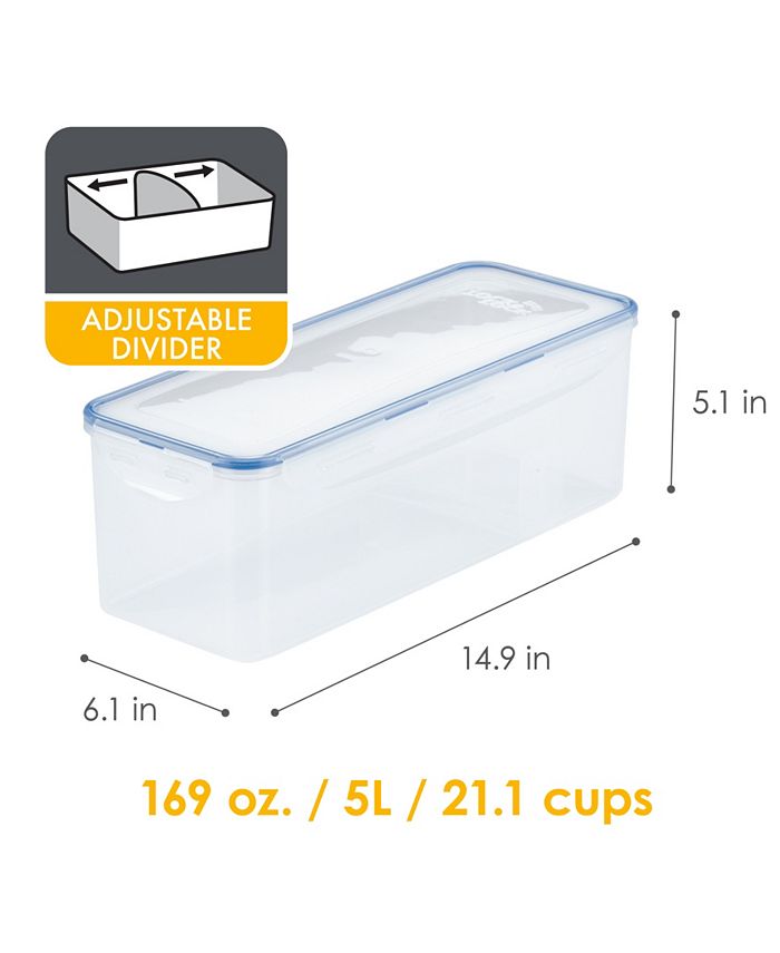 Lock n Lock Easy Essentials 21.1-Cup Bread Box and Divided Food Storage ...
