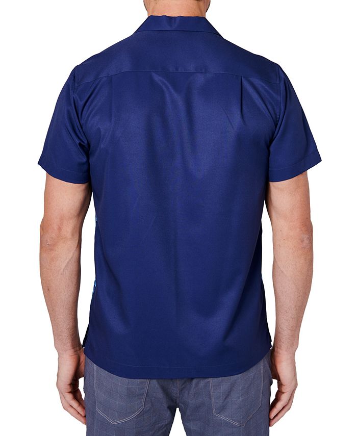 Tallia Men's Slim-Fit Non-Iron Performance Stretch Geo-Print Camp Shirt ...