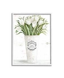 White Tulip Bouquet in Parisian Vase Floral Arrangement White Framed Giclee Texturized Art Collection by Cindy Jacobs