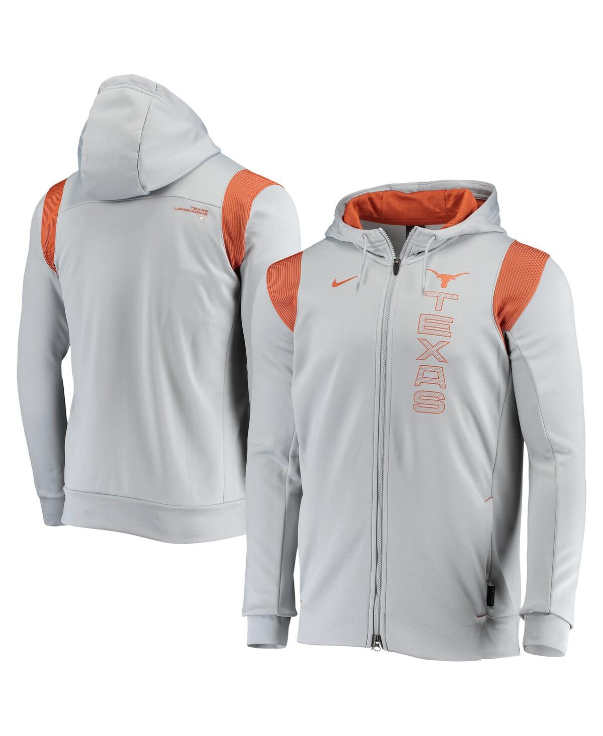Men's Gray Texas Longhorns 2021 Sideline Performance Full-Zip Hoodie