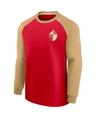 Men's Scarlet and Gold-Tone San Francisco 49ers Historic Raglan Crew Performance Sweater