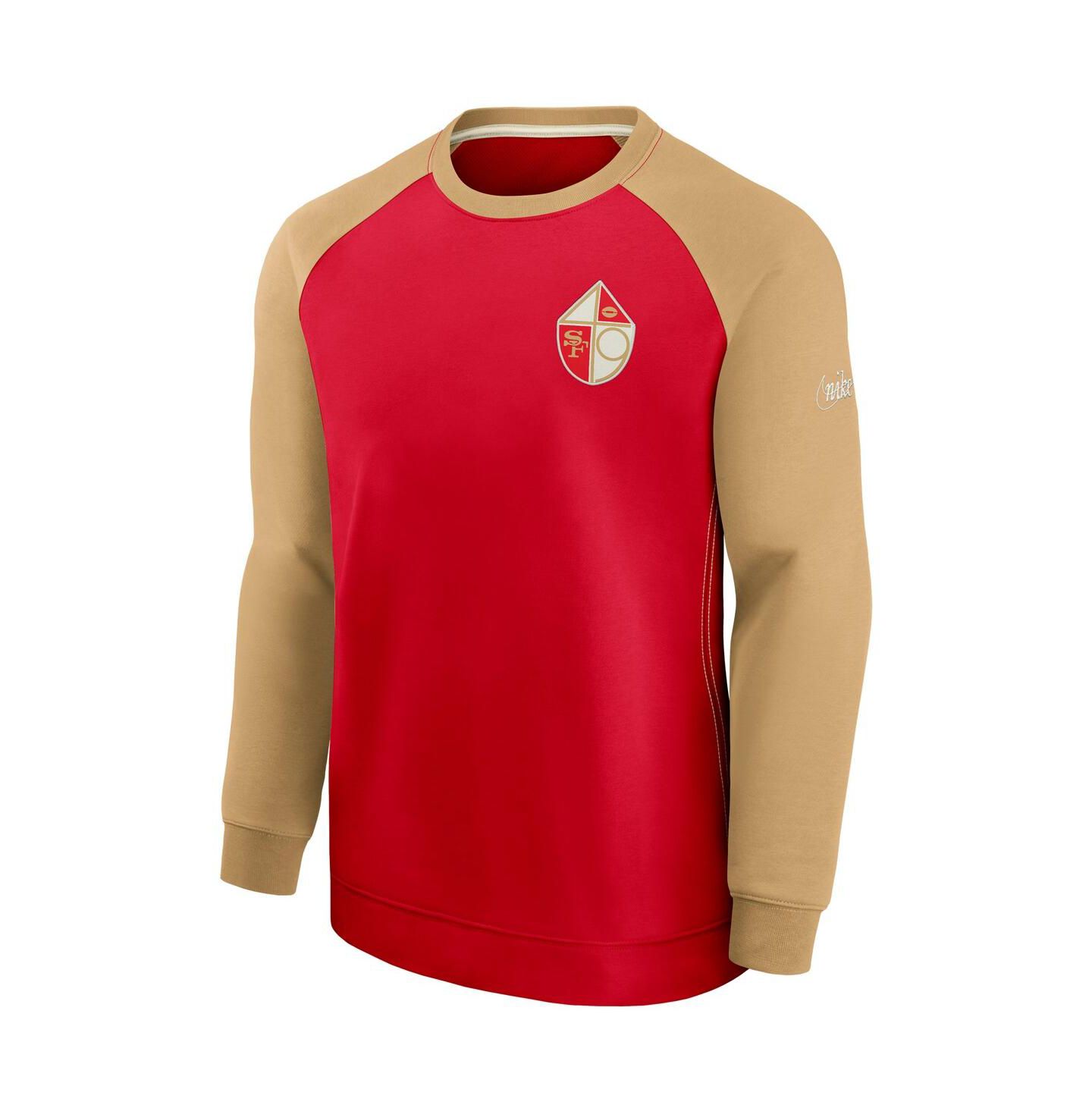 Мужской свитер Nike Scarlet and Gold-Tone San Francisco 49ers Historic Raglan Crew Performance — фото 3