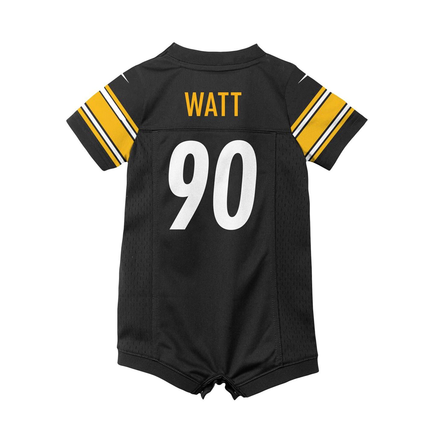 Комбинезон Nike T.J. Watt Black Pittsburgh Steelers Game Romper Jersey для девочек-малышей — фото 4