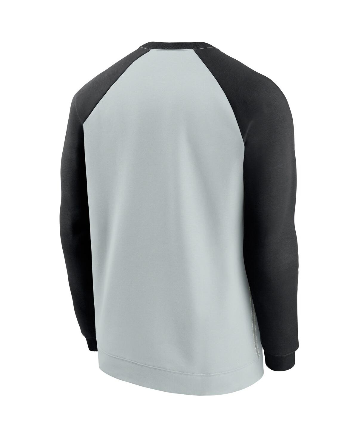 Men'sand Black Las Vegas Raiders Historic Raglan Crew Performance Sweater - Silver, Black