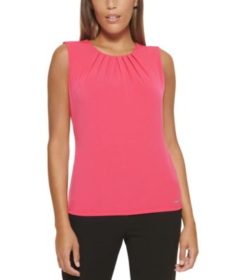 calvin klein sleeveless pleated top