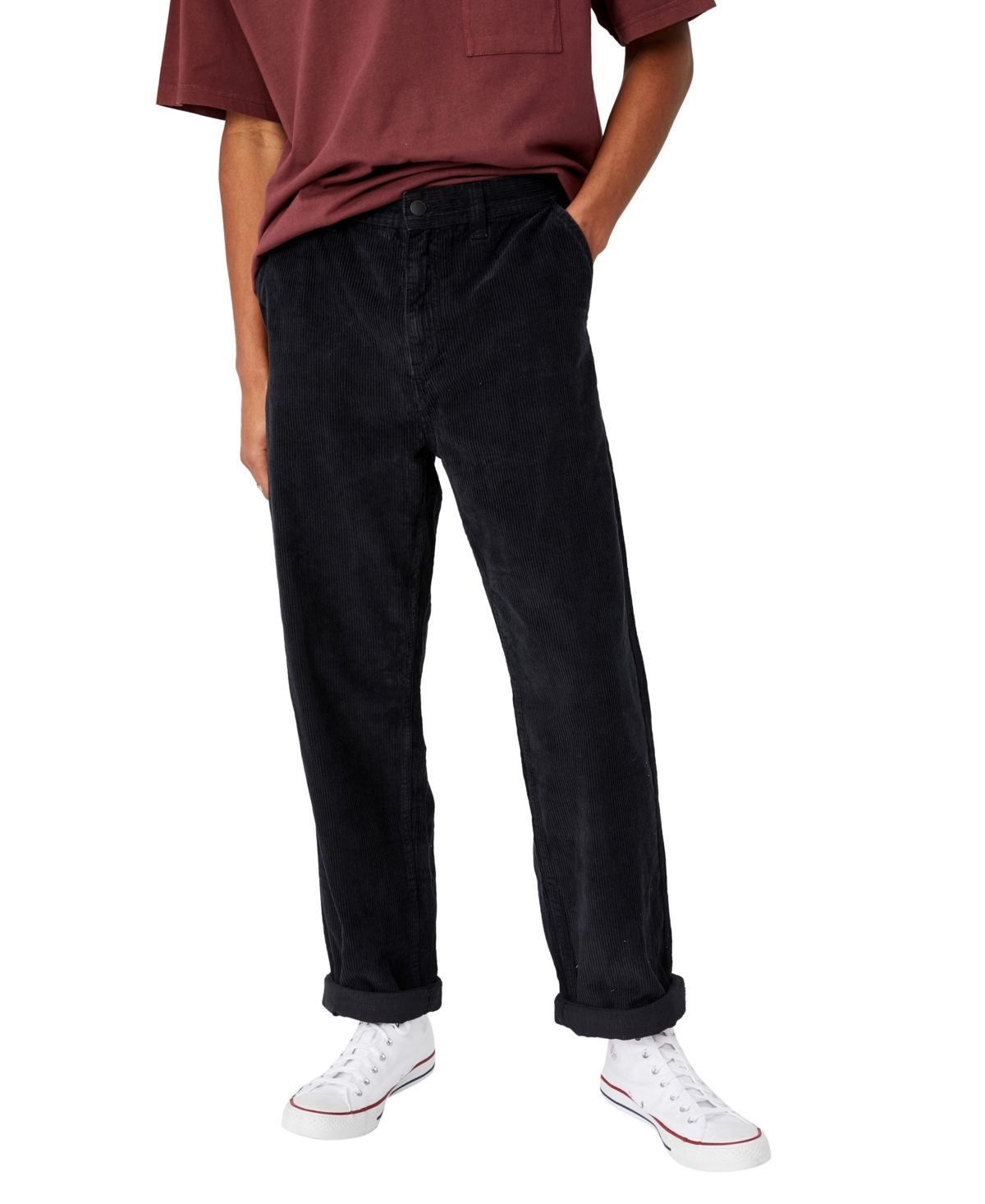 Cotton On Men's Loose Fit Pants In Washed Black Cord