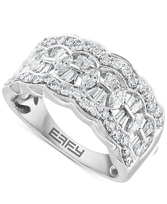 EFFY Collection - Diamond Scalloped-Edge Cluster Ring (1-1/6 ct. t.w.) in 14k White Gold