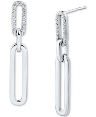 Macy's - Diamond Link Drop Earrings (1/8 ct. t.w.) in Sterling Silver