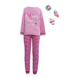 Big Girls Interchangeable Accessory 3D Candy Graphic Pajama Set, 2 Piece