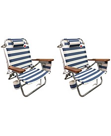 Premium Folding Reclining Multi-Position Beach Chair, Set of 2