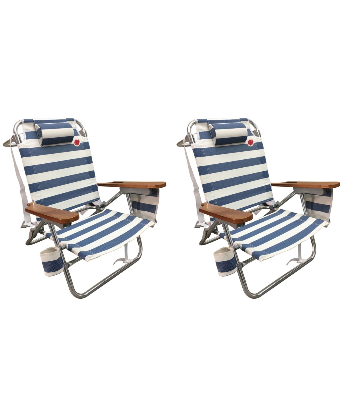 OmniCore Designs (2-Pack) 5 Position Aluminum Beach Chair - Blue/ White Stipe thumbnail 3