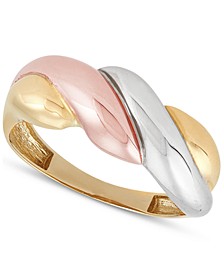 Polished Twist Ring in 10k Tricolor Gold