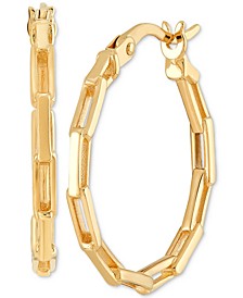 Paperclip Link Hoop Earrings in 10k Gold