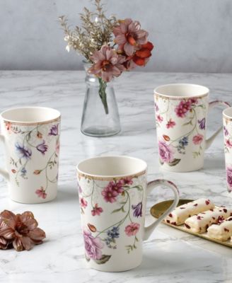 Tall Mugs by Floral Design, Set of 4