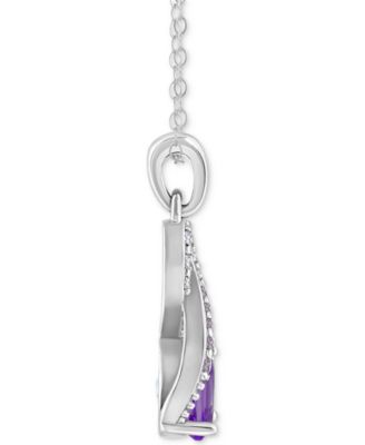 Rhodolite Garnet (1 ct. t.w.) & White Topaz (1/7 ct. t.w.) Looped 18" Pendant Necklace in Sterling Silver (Also in Citrine, Amethyst, Blue Topaz, & Peridot)