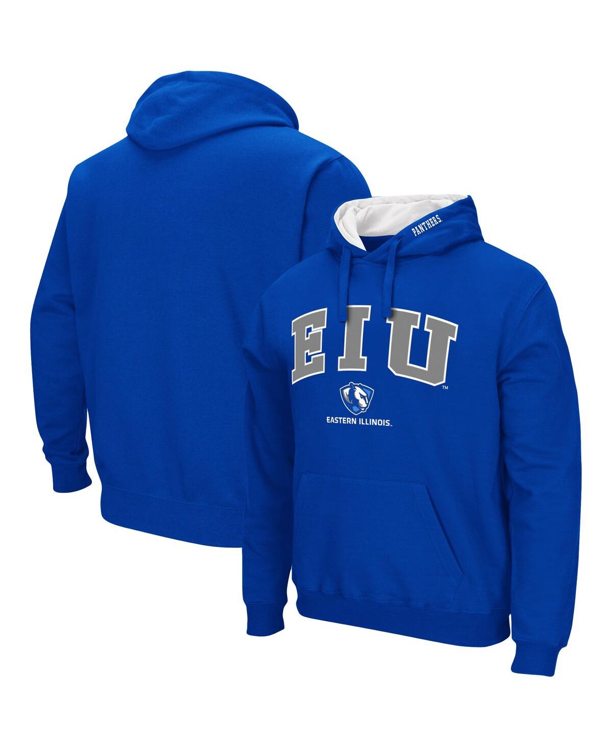 COLOSSEUM MEN'S BLUE EASTERN ILLINOIS PANTHERS ARCH AND LOGO PULLOVER HOODIE