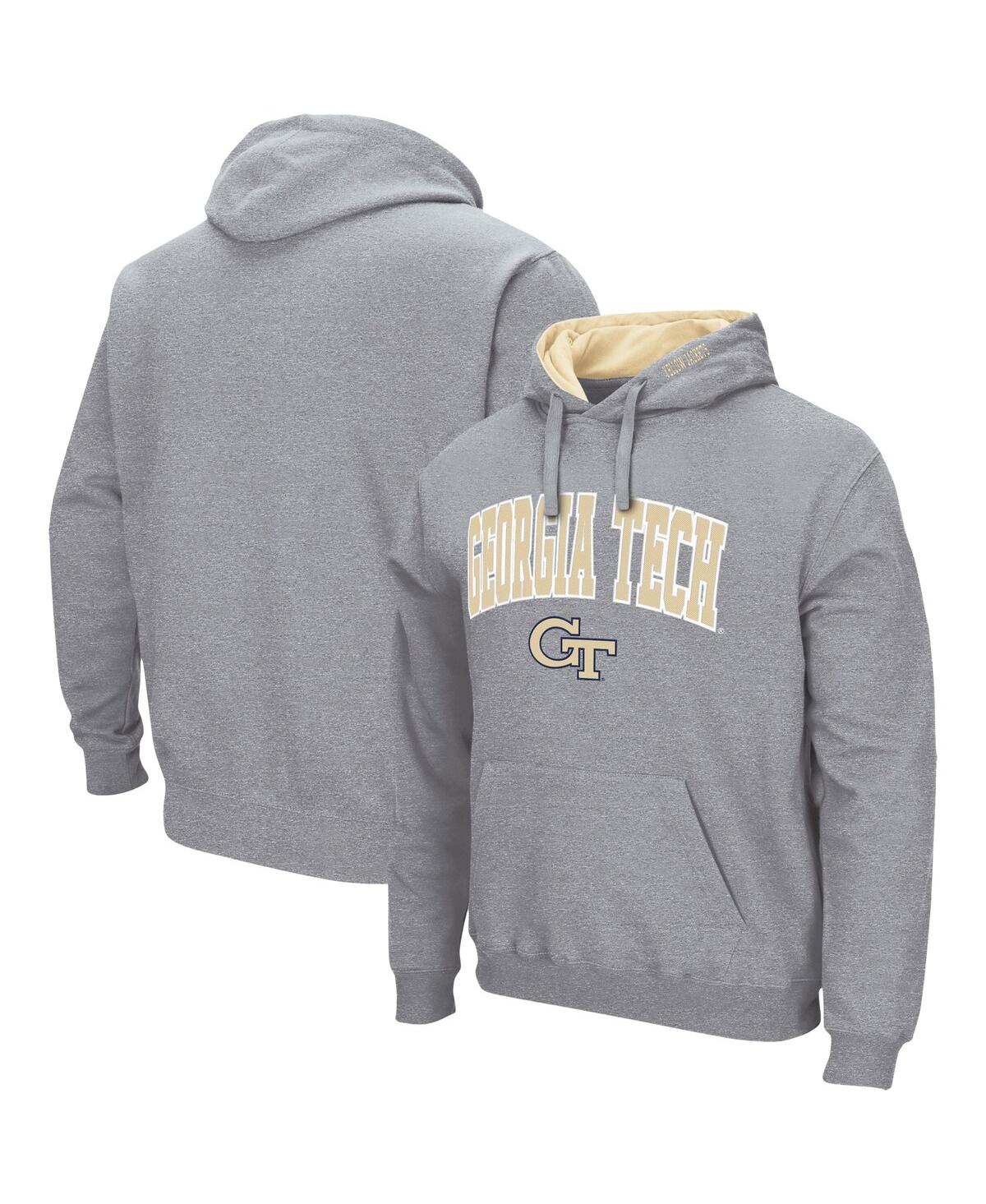 Colosseum Men's Heathered Gray Ga Tech Yellow Jackets Arch Logo 3.0 Pullover Hoodie In Heathered Gray