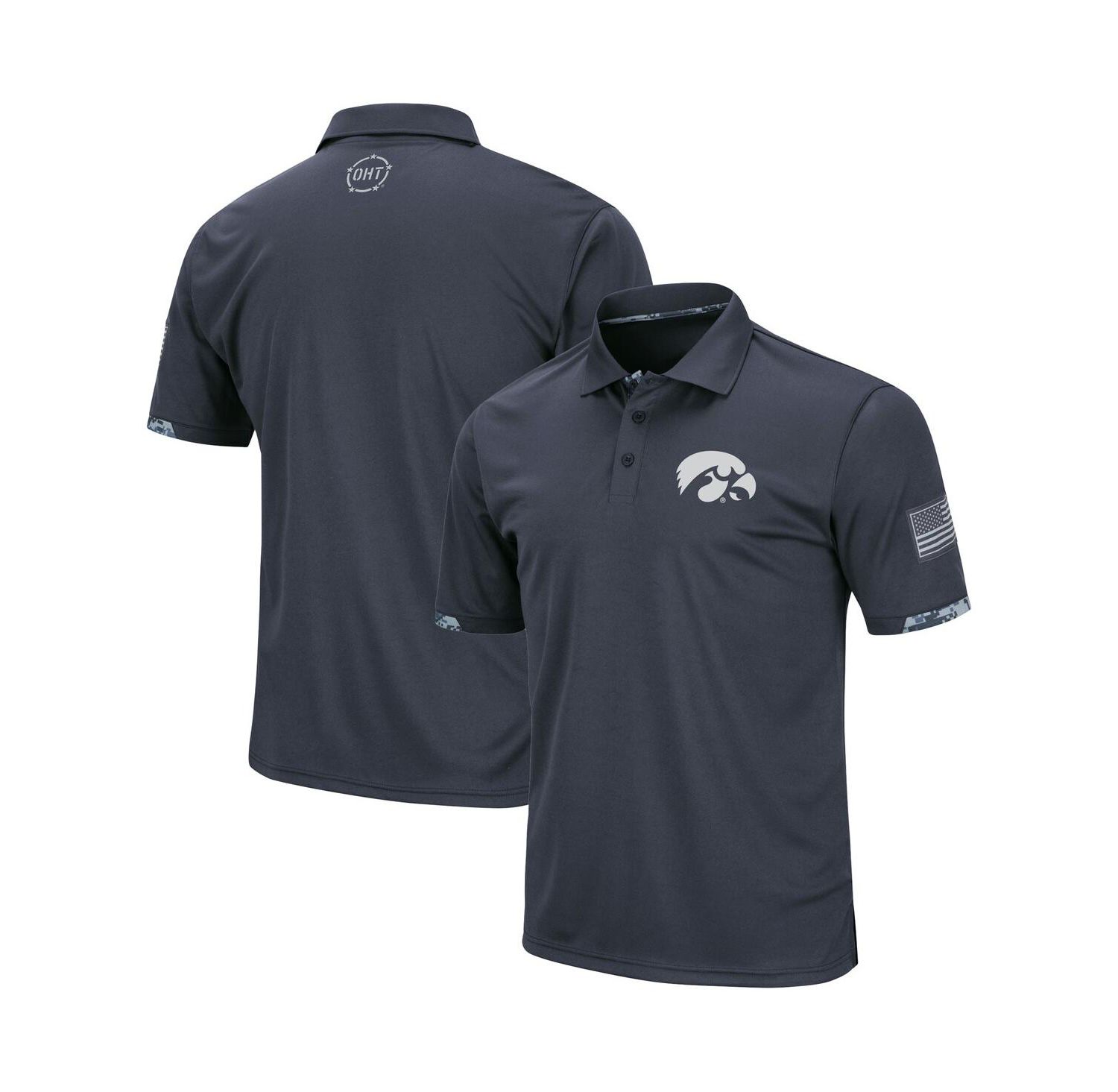 Men's Big and Tall Charcoal Iowa Hawkeyes OHT Military-Inspired Appreciation Digital Camo Polo Shirt