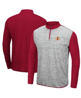 Men's Heathered Gray, Cardinal Iowa State Cyclones Prospect Quarter-Zip Jacket